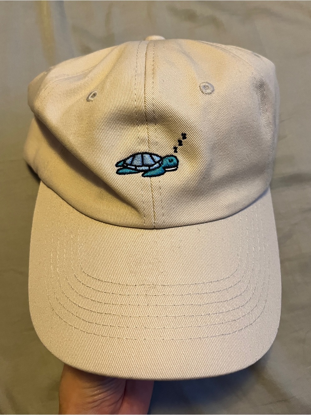 Baseball Cap with Blue Turtle Embroidery